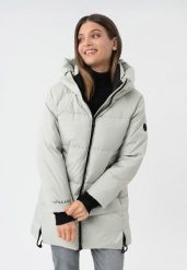 Zimowy płaszcz J-FROZEN. Szare płaszcze damskie Volcano, na zimę, xl, bez wzorów, z materiału, bez kołnierzyka, bez kaptura. Za 429.99 zł.