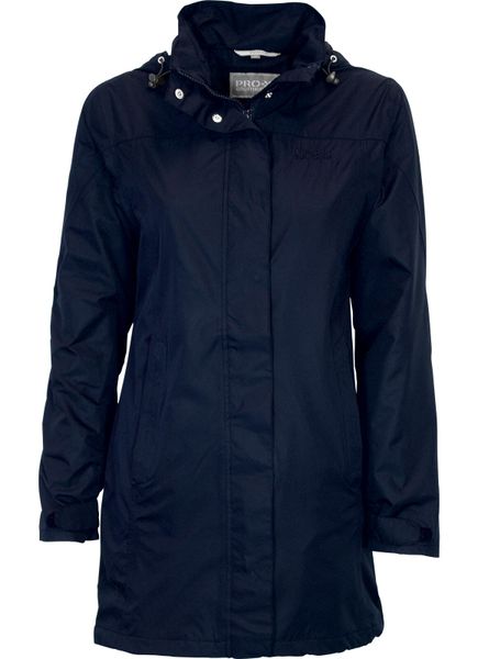 Płaszcz damski Pro-X Elements Jenna. Niebieskie płaszcze damskie PRO-X ELEMENTS, bez wzorów, z materiału, bez kołnierzyka, z kapturem. Za 414.50 zł.