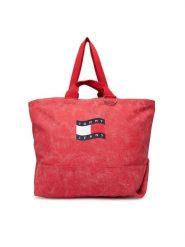 Tommy Jeans Torebka Tjw Wave Flag Med Tote AW0AW18466 Koralowy. Pomarańczowe shopperki damskie Tommy Jeans, bez wzorów, z jeansu, bez dodatków. Za 409.99 zł.