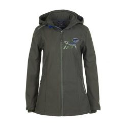 Damska kurtka softshellowa Peak Mountain Amont. Zielone kurtki sportowe damskie Peak Mountain, s, bez wzorów, bez ramiączek, bez kaptura, trekkingowe. W wyprzedaży za 446.50 zł.
