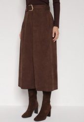 Brązowa Rozkloszowana Wiskozowa Spódnica z Bawełną Ozdobiona Paskiem Nawedea. Brązowe spódnice damskie Born2be, na co dzień, l, bez wzorów, z bawełny, eleganckie, midi, rozkloszowane. Za 139.99 zł.