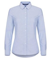 Clique Garland koszula Oxford z długim rękawem 100% bawełna. Niebieskie koszule damskie CLIQUE, m, bez wzorów, z bawełny, klasyczne, bez kołnierzyka, bez ramiączek. Za 229.83 zł.