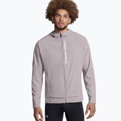 Kurtka do biegania męska Under Armour Outrun The Storm. Szare kurtki męskie Under Armour, m, bez wzorów, bez kaptura, do biegania. Za 309.99 zł.