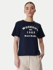 Weekend Max Mara T-Shirt Tenue 2615971051 Granatowy Regular Fit. Niebieskie t-shirty damskie Weekend Max Mara, xs, bez wzorów, z bawełny, bez kołnierzyka, bez ramiączek. Za 419.99 zł.