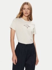 Tommy Hilfiger T-Shirt WW0WW43895 Écru Regular Fit. T-shirty damskie Tommy Hilfiger, m, bez wzorów, z bawełny, bez kołnierzyka, bez ramiączek. Za 149.99 zł.