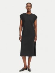 Calvin Klein Jeans Sukienka letnia LV047F245G Czarny Relaxed Fit. Czarne sukienki damskie Calvin Klein Jeans, na lato, s, bez wzorów, z bawełny, bez kołnierzyka, bez ramiączek. Za 329.99 zł.