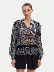 Morgan Bluzka 251-OJAL.F Granatowy Regular Fit. Niebieskie bluzki damskie Morgan, bez wzorów, z syntetyku, bez kołnierzyka, bez ramiączek. Za 159.99 zł.
