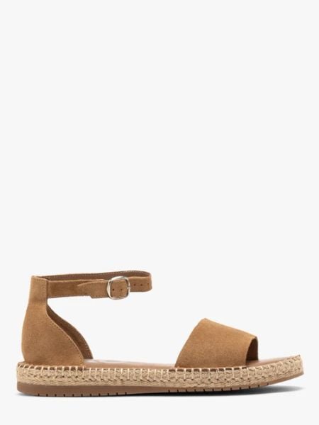 Rude płaskie sandały z weluru. Brązowe sandały damskie Ryłko, bez wzorów, z gumy, z okrągłym noskiem, bez obcasa, na płaskiej podeszwie, bez zapięcia. W wyprzedaży za 249.99 zł.