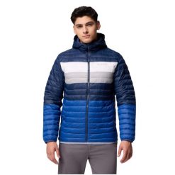 Kurtka sportowa męska Powder Pass Hooded Jacket. Niebieskie kurtki sportowe męskie Columbia, m, bez wzorów, z nylonu, bez kaptura. Za 459.00 zł.