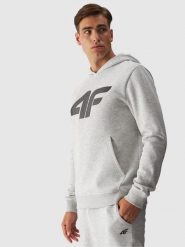 4F Bluza dresowa nierozpinana z kapturem męska - szara 3XL. Szare bluzy męskie 4F, m, bez wzorów, z bawełny, sportowe, bez ramiączek, z kapturem. W wyprzedaży za 119.99 zł.