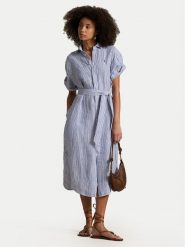 Polo Ralph Lauren Sukienka koszulowa 211965843002 Niebieski Regular Fit. Niebieskie sukienki damskie Polo Ralph Lauren, bez wzorów, ze lnu, bez kołnierzyka, bez ramiączek, koszulowe. Za 1,039.00 zł.