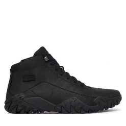 Trzewiki CAT Footwear. Czarne botki męskie CAT Footwear, bez wzorów, bez obcasa, bez zapięcia. Za 569.99 zł.