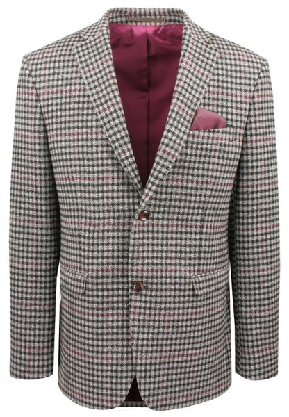 Męska Marynarka Wełniana, Weekendowa (Sportowa) - MEN'SFIELD - Drobna Kratka. Szare garnitury męskie MEN'SFIELD, m, bez wzorów, z tkaniny, eleganckie, bez kołnierzyka, bez ramiączek. Za 745.00 zł.