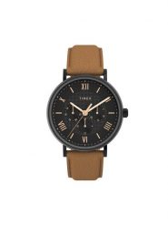 Timex Zegarek Dress Southview TW2V91600 Brązowy. Brązowe, analogowe zegarki męskie Timex, bez wzorów. Za 299.99 zł.