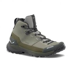Buty trekkingowe męskie Salewa Puez Leather Mid Powertex. Zielone buty zimowe męskie Salewa, bez wzorów, z materiału, bez obcasa, bez zapięcia. Za 1,259.00 zł.