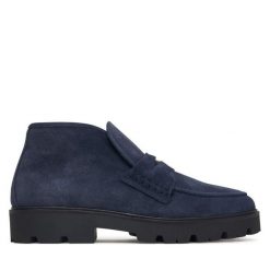 Botki Tommy Hilfiger. Niebieskie botki damskie Tommy Hilfiger, bez wzorów, bez obcasa, na płaskiej podeszwie, bez zapięcia. Za 699.99 zł.