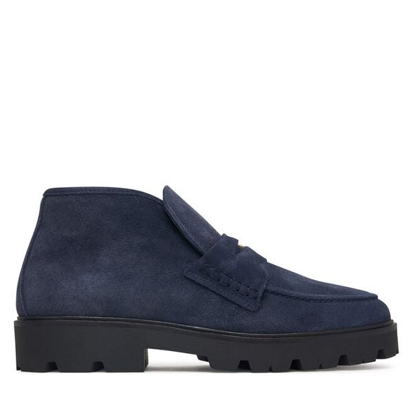 Botki Tommy Hilfiger. Niebieskie botki damskie Tommy Hilfiger, bez wzorów, bez obcasa, na płaskiej podeszwie, bez zapięcia. Za 699.99 zł.