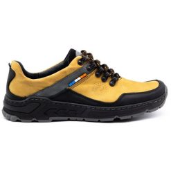 Olivier Męskie buty trekkingowe skórzane 292GT żółte. Żółte trekkingi męskie na jesień, z jeansu, bez zapięcia. Za 319.69 zł.