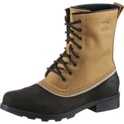 Skórzane kozaki zimowe "Emelie" w kolorze jasnobrązowym. Brązowe kozaki damskie The North Face, Jack Wolfskin, Icepeak & Co., na zimę, bez wzorów, z materiału, bez obcasa, bez zapięcia. W wyprzedaży za 419.95 zł.