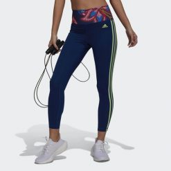 Damskie legginsy treningowe 7/8 adidas FARM Rio. Niebieskie legginsy damskie Adidas, bez wzorów. W wyprzedaży za 205.75 zł.