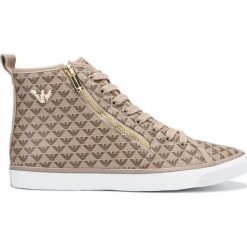 Emporio Armani Tenisówki Brązowy. Brązowe trampki i tenisówki damskie Emporio Armani, bez wzorów, z materiału, bez zapięcia. Za 1,021.95 zł.
