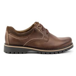 KOMODO Buty męskie skórzane półbuty Polskie 879 brązowe. Brązowe półbuty męskie na jesień, bez wzorów, z jeansu, bez obcasa, bez zapięcia. Za 362.62 zł.