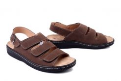 DR. BRINKMANN 610232-2 moro, sandały męskie. Brązowe sandały męskie Dr. Brinkmann, na lato, bez wzorów, ze skóry, bez zapięcia. Za 327.17 zł.