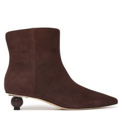 Botki Weekend Max Mara. Brązowe botki damskie Weekend Max Mara, bez wzorów, bez obcasa, na słupku, bez zapięcia. Za 2,489.00 zł.
