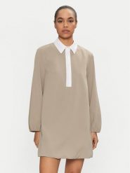 Please Sukienka codzienna A12YCSI000 Beżowy Loose Fit. Brązowe sukienki damskie Please, na co dzień, s, bez wzorów, z syntetyku, bez kołnierzyka, bez ramiączek, proste. Za 269.99 zł.