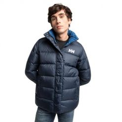 Kurtka puchowa męska Helly Hansen Reversible. Niebieskie kurtki męskie Helly Hansen, m, bez wzorów, z puchu, bez kaptura. W wyprzedaży za 898.60 zł.