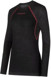Bluza termoaktywna damska La Sportiva Wool40 Aero Longsleeve - black/hibiscus. Czarne bielizna sportowa damska Mac in Sac, bez wzorów, bez ramiączek, bez kaptura. Za 358.08 zł.