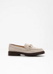 Loafersy ze sprzączką. Brązowe balerinki damskie bonprix, bez wzorów, bez obcasa, bez zapięcia. Za 124.99 zł.