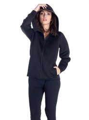 Bluza miękka z kaptur na outdoor na co dzień. Czarne bluzy damskie LEONE 1947 APPAREL, l, bez wzorów, bez ramiączek, bez kaptura. Za 189.41 zł.