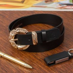 Pasek skórzany BELTIMORE r.100-115 cm D96 czarny. Czarne paski damskie bez wzorów. Za 41.99 zł.