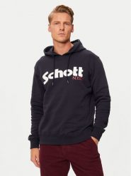Schott NYC Bluza SWHOOD Granatowy Regular Fit. Niebieskie bluzy męskie Schott NYC, m, bez wzorów, z bawełny, bez ramiączek, bez kaptura. Za 219.99 zł.