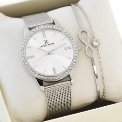 Zestaw damski zegarek Daniel Klein CORINA 13696-1 srebrny + bransoletka. Szare zegarki damskie Daniel Klein, srebrne. Za 299.99 zł.