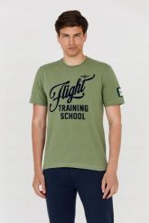 AERONAUTICA MILITARE Zielony t-shirt męski. Zielone t-shirty męskie Aeronautica Militare, m, bez wzorów, bez kołnierzyka, bez ramiączek. W wyprzedaży za 239.99 zł.