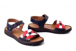 KOCH 030.113.1610.M granatowo-biało-czerwony, sandały damskie. Niebieskie sandały damskie KOCH, bez wzorów, ze skóry, bez obcasa, bez zapięcia. Za 239.90 zł.