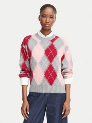 Tommy Hilfiger Sweter WW0WW51385 Kolorowy Regular Fit. Swetry nierozpinane damskie Tommy Hilfiger, l, bez wzorów, z bawełny, bez kołnierzyka, bez ramiączek. Za 649.99 zł.