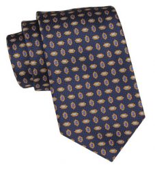 Klasyczny Krawat Męski - ALTIES - Granat, Złote Groszki. Niebieskie krawaty i muchy Alties, bez wzorów, z tkaniny, eleganckie. Za 49.00 zł.