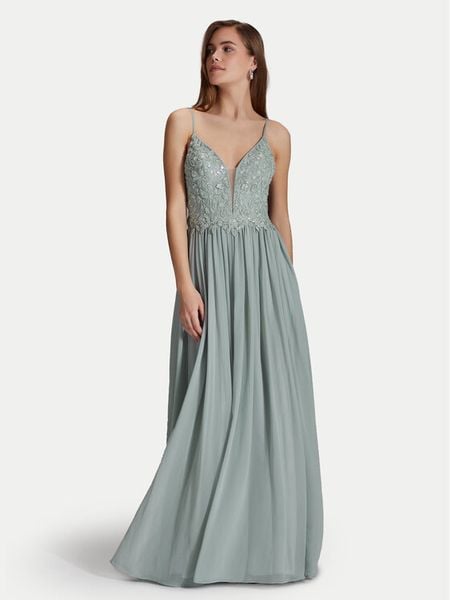 Hey Kyla Sukienka wieczorowa 5AI082HK Zielony Regular Fit. Zielone sukienki damskie Hey Kyla, bez wzorów, z syntetyku, wizytowe, bez kołnierzyka, bez ramiączek. Za 489.99 zł.