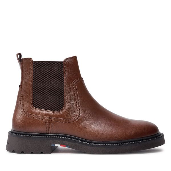 Sztyblety Tommy Hilfiger. Brązowe botki męskie Tommy Hilfiger, bez wzorów, bez obcasa, bez zapięcia. Za 749.99 zł.