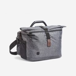 Torba na ramię do roweru składanego Elops 25 l mocowana na zatrzask 1s. Szare torby na laptopa damskie B'TWIN, bez wzorów, z materiału, na ramię. Za 419.99 zł.