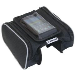 Sakwa torba rowerowa na ramę z etui na telefon K-076. Czarne torby na ramię męskie Enero, z materiału, na ramię. Za 19.99 zł.