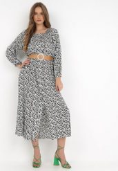 Biało-Czarna Sukienka Egona. Czarne sukienki damskie Born2be, l, z aplikacjami, eleganckie, bez kołnierzyka, bez ramiączek, maxi. Za 79.99 zł.