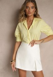 Żółta Koszula z Bawełny z Bufiastymi Rękawami Silanira. Żółte koszule damskie Renee, l, bez wzorów, z bawełny, eleganckie, bez kołnierzyka, bez ramiączek. Za 74.99 zł.