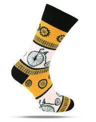 Tematyczne Skarpetki Bawełniane - w Rowery i Zębatki. Żółte skarpety męskie His Story, bez wzorów, z bawełny. Za 34.99 zł.