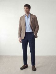 Marynarka regular fit w kratę - brązowy. Brązowe garnitury męskie Reserved, l, bez wzorów, z tkaniny. Za 359.99 zł.