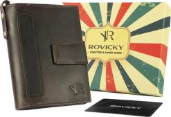 Rovicky Skórzany portfel męski w stylu retro Rovicky NoSize. Portfele męskie ROVICKY, bez wzorów. Za 168.24 zł.