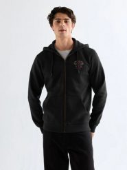 MESKA BLUZA WRANGLER GRAPHIC ZIP HOODIE BLACK 112378029. Czarne bluzy męskie Wrangler, m, bez wzorów, bez ramiączek, bez kaptura. Za 149.99 zł.